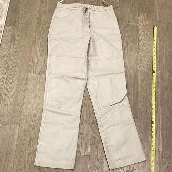 Dove Grey Vintage Leather Pants - Guillaume - Picture 1 of 10